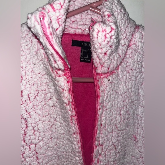 Forever 21 Pink Fluffy Sherpa Jacket Juniors Size Small - Picture 3 of 4
